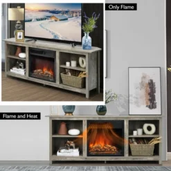 Costway 58'' 2-Tier Fireplace TV Stand W/18'' Electric Fireplace Grey Up To 65'' -Lush Living Store GUEST dad81f1a b1c2 4f78 aac1 d74c2d291cba
