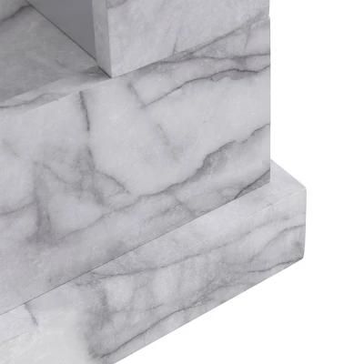 Dridun Faux Marble Fireplace White/Gray - Aiden Lane 13 Dridun Faux Marble Fireplace White/Gray - Aiden Lane - Image 11