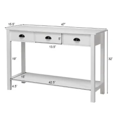 Costway 47" Console Table Hall Table Side Desk Accent Table Drawers Shelf Entryway White 14 Costway 47" Console Table Hall Table Side Desk Accent Table Drawers Shelf Entryway White -Lush Living Store GUEST dc4ced0e 3bf0 4bc3 9f3a 7836d00712c9