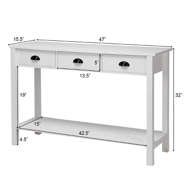 Costway 47" Console Table Hall Table Side Desk Accent Table Drawers Shelf Entryway White 6 Costway 47" Console Table Hall Table Side Desk Accent Table Drawers Shelf Entryway White - Image 4