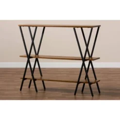Norton Rustic And Industrial Wood And Black Metal Console Table Walnut Brown - Baxton Studio -Lush Living Store GUEST dc7182cc 32e9 4546 b9a3 da4dcd8d43d0