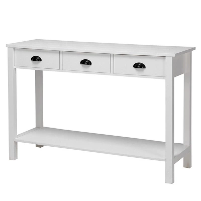 Costway 47" Console Table Hall Table Side Desk Accent Table Drawers Shelf Entryway White 11 Costway 47" Console Table Hall Table Side Desk Accent Table Drawers Shelf Entryway White - Image 9