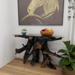 Contemporary Teak Wood Console Table Gold - Olivia & May 32 Contemporary Teak Wood Console Table Gold - Olivia & May -Lush Living Store GUEST dcc5b6d1 3187 4745 ad0e bfa90e438b36