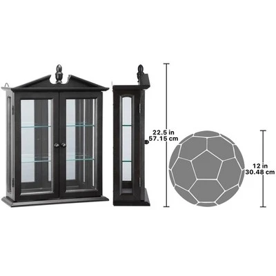 Design Toscano Amesbury Manor Hardwood Wall Curio Cabinet: Ebony Black Finish 6 Design Toscano Amesbury Manor Hardwood Wall Curio Cabinet: Ebony Black Finish - Image 4