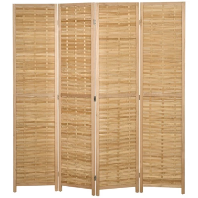 HOMCOM Room Divider, 5.5' Tall Bamboo Portable Folding Privacy Screens, Hand-Woven Double Side Partition Wall Dividers For Home, Natural 5 HOMCOM Room Divider, 5.5' Tall Bamboo Portable Folding Privacy Screens, Hand-Woven Double Side Partition Wall Dividers For Home, Natural - Image 3
