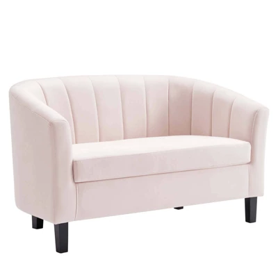 Prospect Channel Tufted Performance Velvet Loveseat Sofa Pink - Modway 3 Prospect Channel Tufted Performance Velvet Loveseat Sofa Pink - Modway