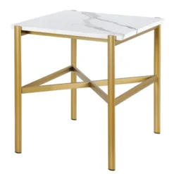 Gold Side Table With Faux Marble Top - Henn&Hart -Lush Living Store GUEST de271f76 f5f5 4644 9a64 5db3416de3d3