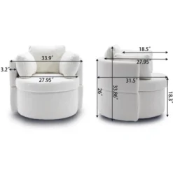 April 33.9" Seat Wide Teddy Upholstered Round Swivel Backrest Chair, Swivel Chairs With Storage Including 3 Pillows-Maison Boucle -Lush Living Store GUEST de2b744c 5418 4821 963a f40733b7df86