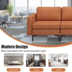 Costway Modular 3-Seat Sofa Couch W/ Socket USB Ports & Side Storage Pocket OrangeDark Grey -Lush Living Store GUEST de3ad375 f7b7 4a2e 824f a51974c8970d