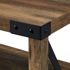 Sophie Rustic Farmhouse X Frame Glass Doors TV Stand For TVs Up To 80" Rustic Oak - Saracina Home -Lush Living Store GUEST de7fd955 7820 42c3 b70b 07b1f285305b