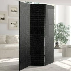 6" Double Sided Crocodile Print Canvas Room Divider Black - Oriental Furniture -Lush Living Store GUEST ded334c3 f1dd 40f0 b39d d4bf3b4553c0