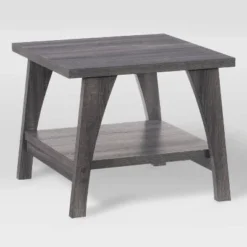Hollywood Side Table With Lower Shelf Dark Gray - CorLiving