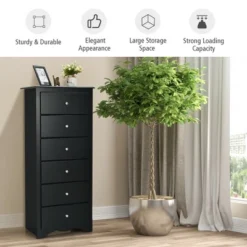 Costway 6 Drawer Chest Dresser Clothes Storage Bedroom Tall Furniture Cabinet -Lush Living Store GUEST df92dd8e d163 4c2c a3be bc98796dcf45