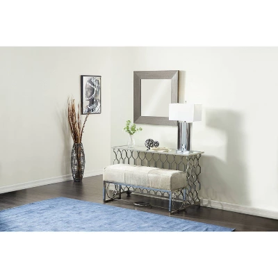 Contemporary Metal Pattern Console Table Silver - Olivia & May 7 Contemporary Metal Pattern Console Table Silver - Olivia & May - Image 5