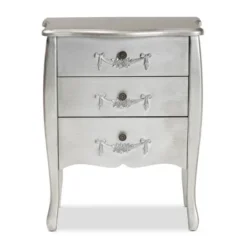 Eliya Brushed Wood 3 Drawer Storage Cabinet Silver - Baxton Studio -Lush Living Store GUEST e036eb46 2b7c 4a4c 9ad5 868e367126c3