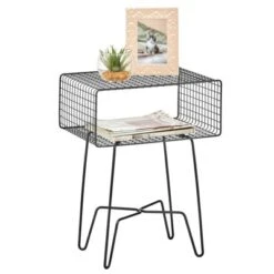 MDesign Modern Farmhouse Home Decor End Table, Wire Grid Storage Shelf -Lush Living Store GUEST e0964327 4435 4f67 98b2 381730ade2a2