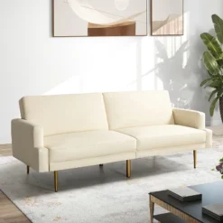 Lanna 76"Wide Vegan Leather Modern Style Convertible Futon Sofa Bed For Living Room Guest Bedroom | ARTFUL LIVING DESIGN -Lush Living Store GUEST e0a5820e 7e8f 4c39 b03a f0b76a02244e