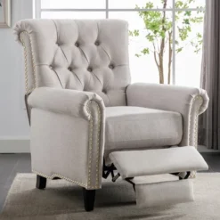 Push Back Linen Tufted Recliner Armchair - ModernLuxe -Lush Living Store GUEST e15294e9 857a 48fb 8b46 228be6e634df
