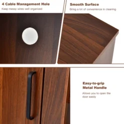 Costway 58'' TV Stand Entertainment Console Center W/ 2 Cabinets For 65'' TV NaturalBlackWalnut -Lush Living Store GUEST e155498c 352e 4454 9581 e6aeb827ba3c