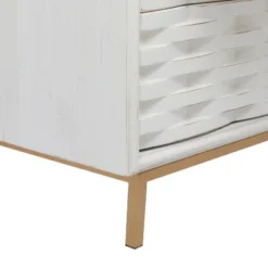 Contemporary Carved Woven Pattern 3 Drawer Wood Cabinet White - Olivia & May -Lush Living Store GUEST e24cb56b 7470 4ca0 845e aa6a1e913f7f