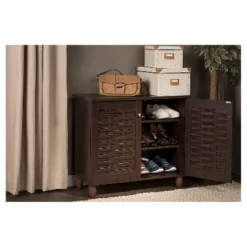 Winda Modern And Contemporary 2-Door Wooden Entryway Shoes Storage Cabinet - Dark Brown - Baxton Studio 11 Winda Modern And Contemporary 2-Door Wooden Entryway Shoes Storage Cabinet - Dark Brown - Baxton Studio -Lush Living Store GUEST e26145c0 ba65 4828 93ea 97942d9e7fd0