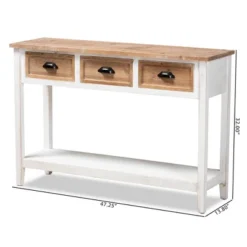 Benedict Two-Tone Wood 3 Drawer Console Table White/Oak - Baxton Studio -Lush Living Store GUEST e2b6a2db 2fd4 4081 98a3 4b71babdae72