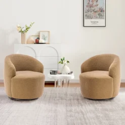 Set Of 2 Fannie 25.60'' Wide Small Size Boucle Upholstered 360° Swivel Barrel Chair-The Pop Maison -Lush Living Store GUEST e301b3b7 a19d 4ef7 986d e3cdbdb1eeae