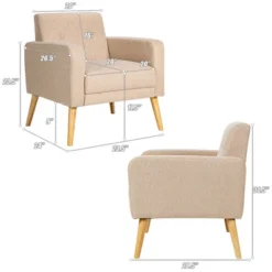 Costway Modern Accent Chair Upholstered Linen Armchair W/Rubber Wood Legs YellowBeigeGreyNavy 16 Costway Modern Accent Chair Upholstered Linen Armchair W/Rubber Wood Legs YellowBeigeGreyNavy -Lush Living Store GUEST e321afcf 75b7 4a34 95d3 0d19afc9c9c8