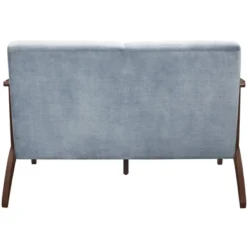 Carlson Velvet Upholstered Loveseat In Blue Gray And Dark Walnut - Lexicon -Lush Living Store GUEST e3242197 e77f 4550 823e 4788279d5d1b