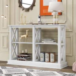 Accent Console Table With 3-Tier Open Storage Spaces-ModernLuxe -Lush Living Store GUEST e3618d1a 31b7 466c aaa1 f0af95ee18ff