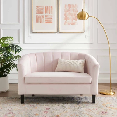 Prospect Channel Tufted Performance Velvet Loveseat Sofa Pink - Modway 9 Prospect Channel Tufted Performance Velvet Loveseat Sofa Pink - Modway - Image 7