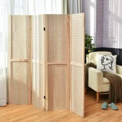 Costway 4-Panel Pegboard Display 5' Tall Folding Privacy Screen Craft Display -Lush Living Store GUEST e414b08d 8bc2 424c b1d7 06e568badb21