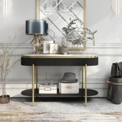 Cartehena Faux Marble Sofa Table With Drawer - HOMES: Inside + Out -Lush Living Store GUEST e4388741 9820 4293 be22 248362eca1ad