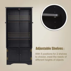 Costway Accent Storage Cabinet Adjustable Shelves Antique 2 Door Floor Cabinet Black -Lush Living Store GUEST e4a42f79 a414 4e23 9402 3b904c4703be