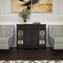 Glam Mirror And Wood Storage Cabinet Black - Olivia & May -Lush Living Store GUEST e4dc75c9 d392 4a72 8446 1b1dde72670d