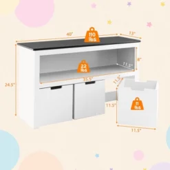 Costway Kids Toy Storage Organizer Wooden Bookshelf With 3 Drawers Hidden Wheel Blackboard -Lush Living Store GUEST e562ea7f ff07 4f91 b3b8 e26e9c1d8fb4