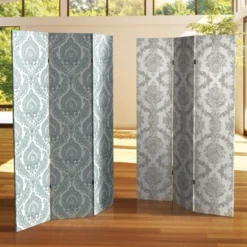 6" Double Sided Damask Canvas Room Divider Ivory - Oriental Furniture -Lush Living Store GUEST e56e95b3 49f6 4a11 b257 4fb5e129f126
