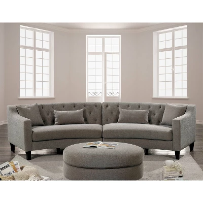 Amelie Button Tufted Curved Sectional Warm Gray - HOMES: Inside + Out 3 Amelie Button Tufted Curved Sectional Warm Gray - HOMES: Inside + Out