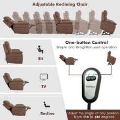 Costway Power Lift Recliner Chair Sofa For Elderly W/ Side Pocket & Remote Control GreyBrown -Lush Living Store GUEST e591cfe2 9443 4523 be28 1841c721e596