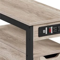 Yaheetech Narrow Sofa Side Table With Charging Station, Gray -Lush Living Store GUEST e5b262d3 5ed9 4c74 94a0 3b87dc9676c9