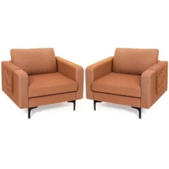 Costway Set Of 2 Fabric Accent Armchair Single Sofa W/ Side Storage Pocket -Lush Living Store GUEST e5b8502f e686 484c 82d9 183846e6eb98