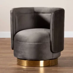 Saffi Velvet Upholstered Swivel Accent Chair - Baxton Studio -Lush Living Store GUEST e5dd005f 2f0d 4a8e b01b e72afb62eb91