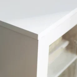 Pierceton Modern Double Glass Door With Metal Legs TV Stand For TVs Up To 58" White - Saracina Home -Lush Living Store GUEST e6234a99 ab4f 4730 99f6 0b971f2d2de2