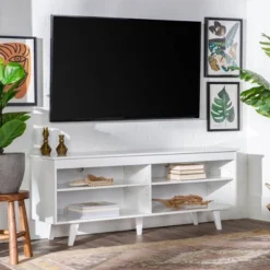 Modern Contemporary Simple Wood Storage Console TV Stand For TVs Up To 65" - Saracina Home -Lush Living Store GUEST e6a9604e cd69 4537 bc27 89abb8b17d09