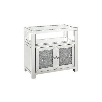 32" Noralie Cabinet Clear Glass/Mirrored/Faux Diamonds - Acme Furniture 6 32" Noralie Cabinet Clear Glass/Mirrored/Faux Diamonds - Acme Furniture - Image 4