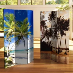 6" Double Sided Sunset Palms Canvas Room Divider Blue - Oriental Furniture -Lush Living Store GUEST e71918c0 5d58 4c65 855d 2c8b26cca047