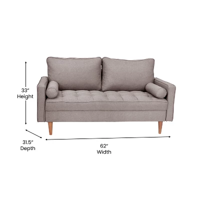Flash Furniture Hudson Mid-Century Modern Loveseat Sofa With Tufted Upholstery & Solid Wood Legs 8 Flash Furniture Hudson Mid-Century Modern Loveseat Sofa With Tufted Upholstery & Solid Wood Legs - Image 6