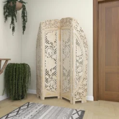 Eclectic Wood Room Divider Screen White - Olivia & May -Lush Living Store GUEST e7bfb71c bf8e 47b6 9fdc 6332cec4cc2d