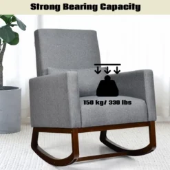 2-in-1 Fabric Upholstered Rocking Chair Nursery Armchair With Pillow Dark Grey -Lush Living Store GUEST e8b07e0d 1c94 4e75 b488 7a711a971e7d