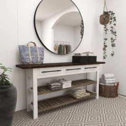 Farmhouse Wood Rectangle Console Table White - Olivia & May -Lush Living Store GUEST e8c69baa b917 4d0b b11e c61988d7fed4